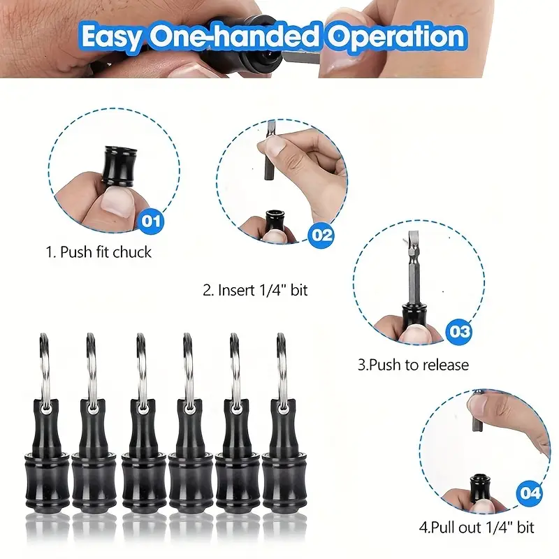 6Pc Screwdriver Bit Holder Keychain - 1/4" Socket Keychain For Drill Bits, Portable Tool Organizer (Multicolor)