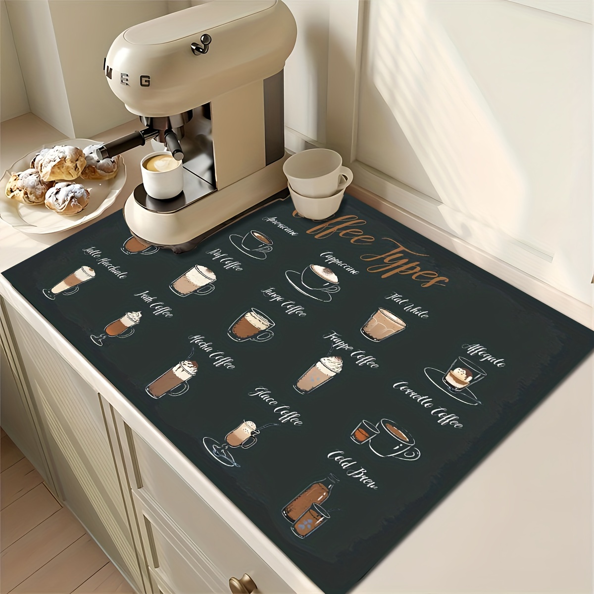 Rubber Mat Kitchen Countertop Slide Mat for Appliance Coffee Machine Air  Fryer Super Absorbent Dishes Drain Pad