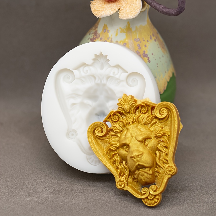 Image of 1pc, Vintage Lion Sign Fondant Mold, 3d Silicone Mold, Candy Mold, Chocolate Mold, For Diy Cake Decorating Tool, Baking Tools, Kitchen Accessories