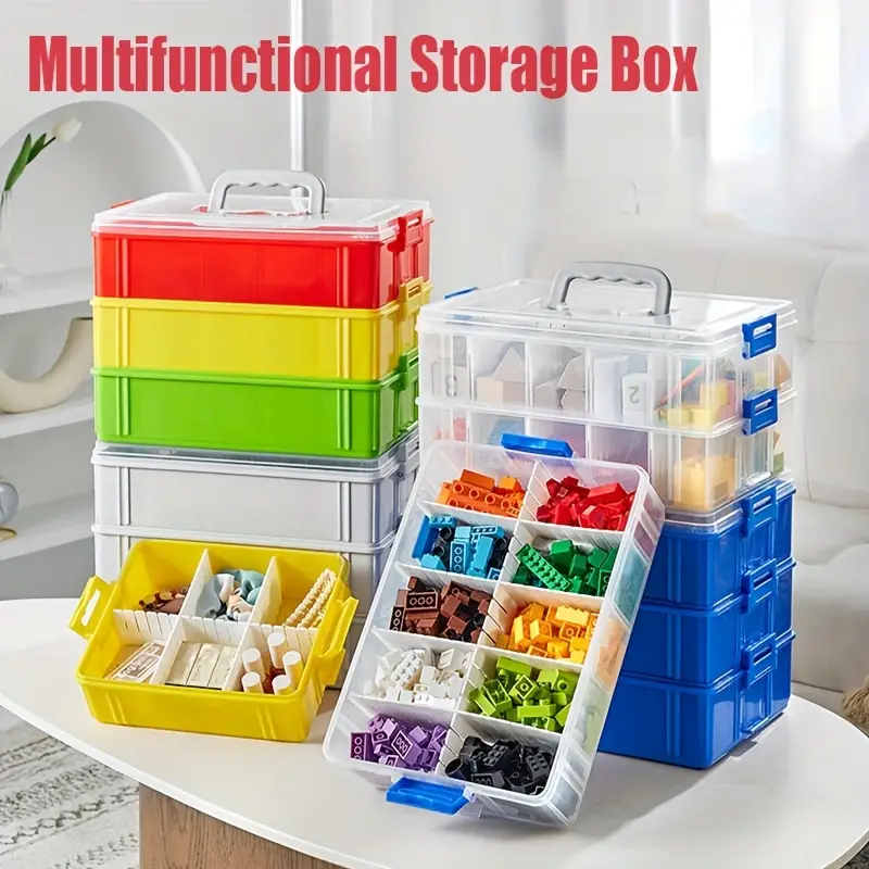 1pc 3-layers Building Blocks Storage Container, Multifunctional Storage  Craft Storage Organizer Tool Box, Crafts Storage Box With Adjustable  Compartme
