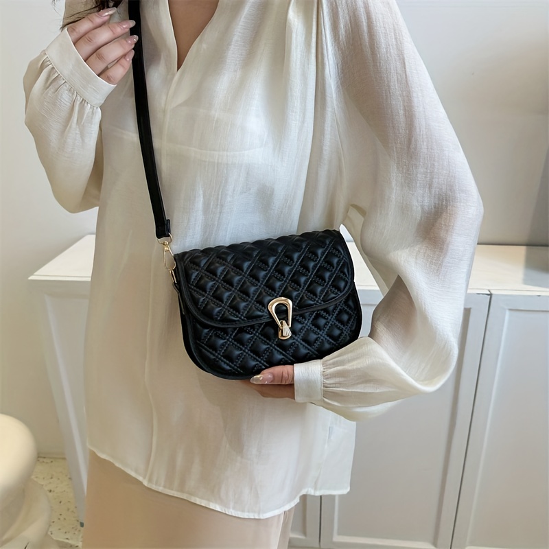 Minimalist Solid Saddle Bag All Match Flap Shoulder Bag