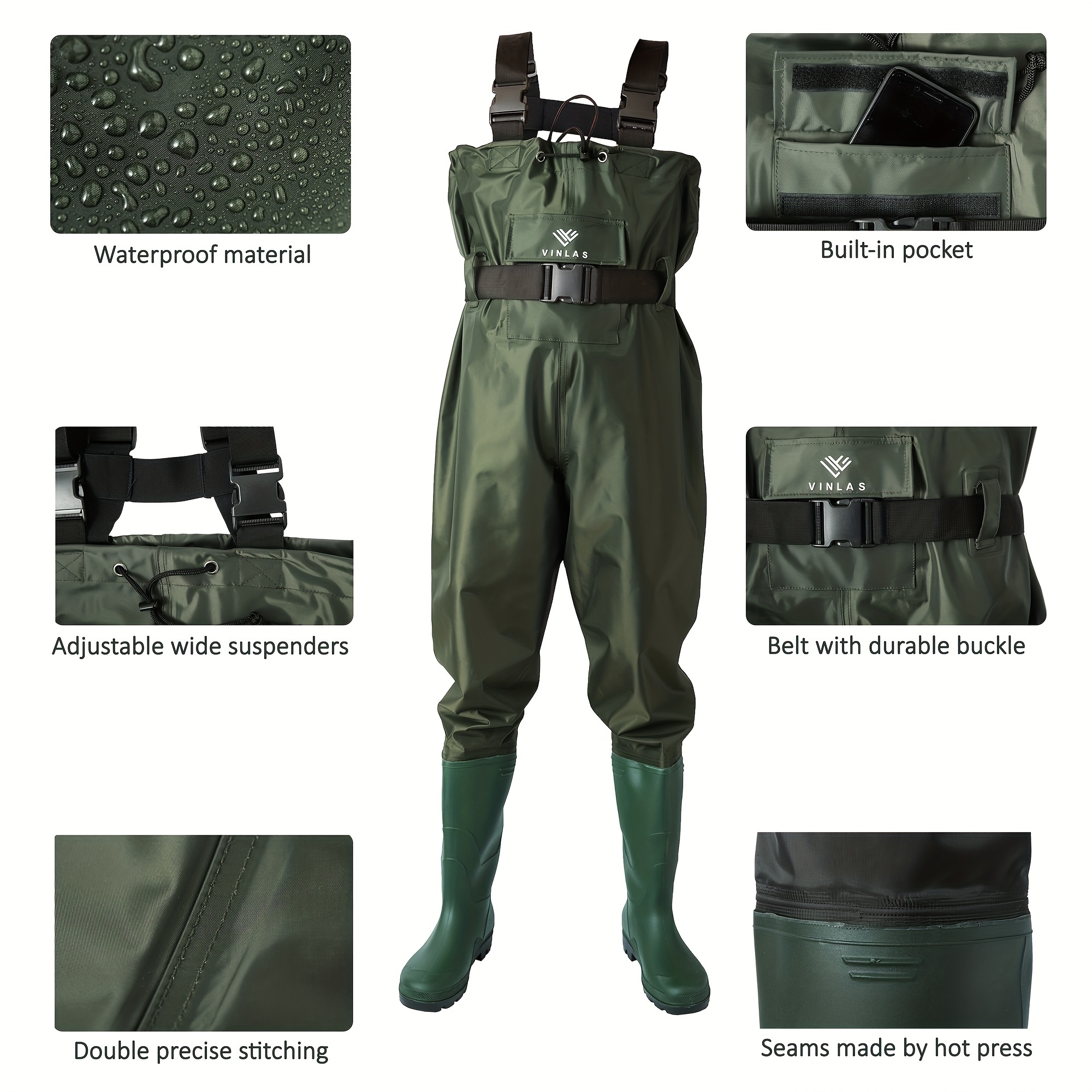 Nylon Wader Pocket Thicken Outdoor Waterproof Pants Rain - Temu