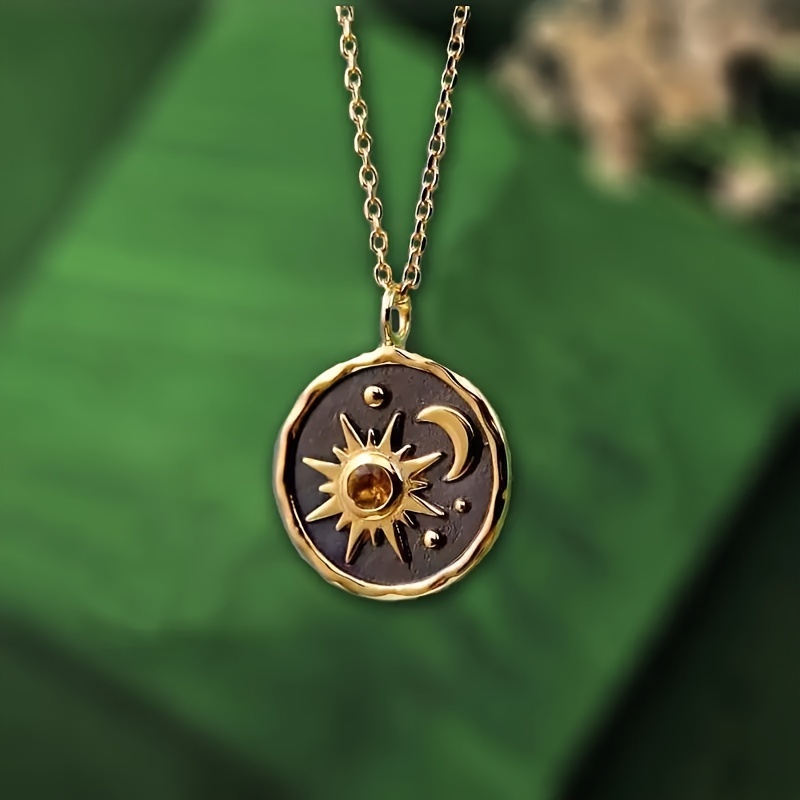 1pc cute eid al fitr sun moon pattern round pendant necklace new years gift 3
