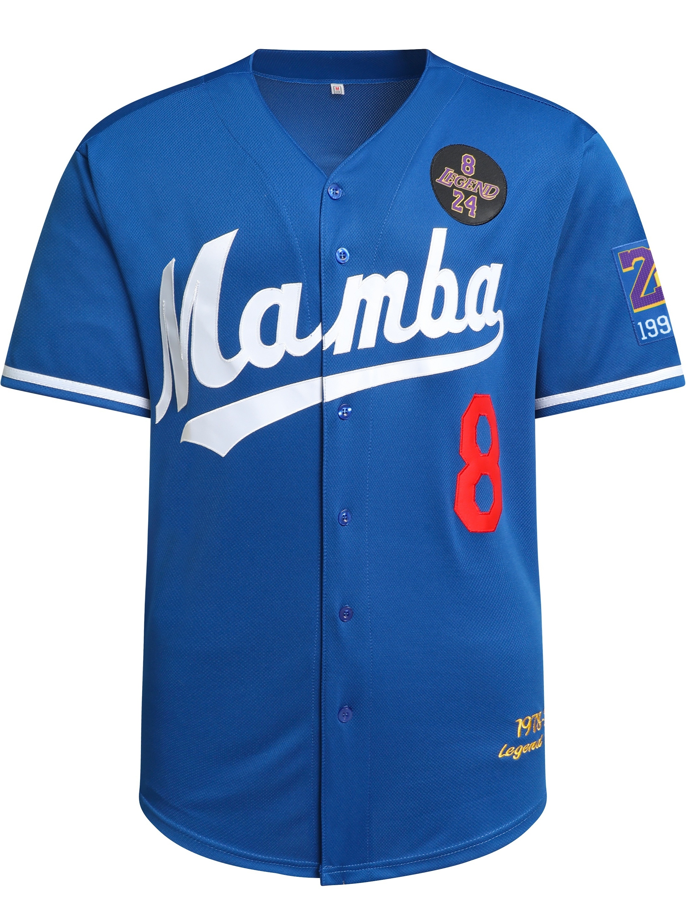 Men's Mamba #8 24 Baseball Jersey, Vintage Embroidered Button Up Baseball Shirt for Training Competition Outdoor,Temu