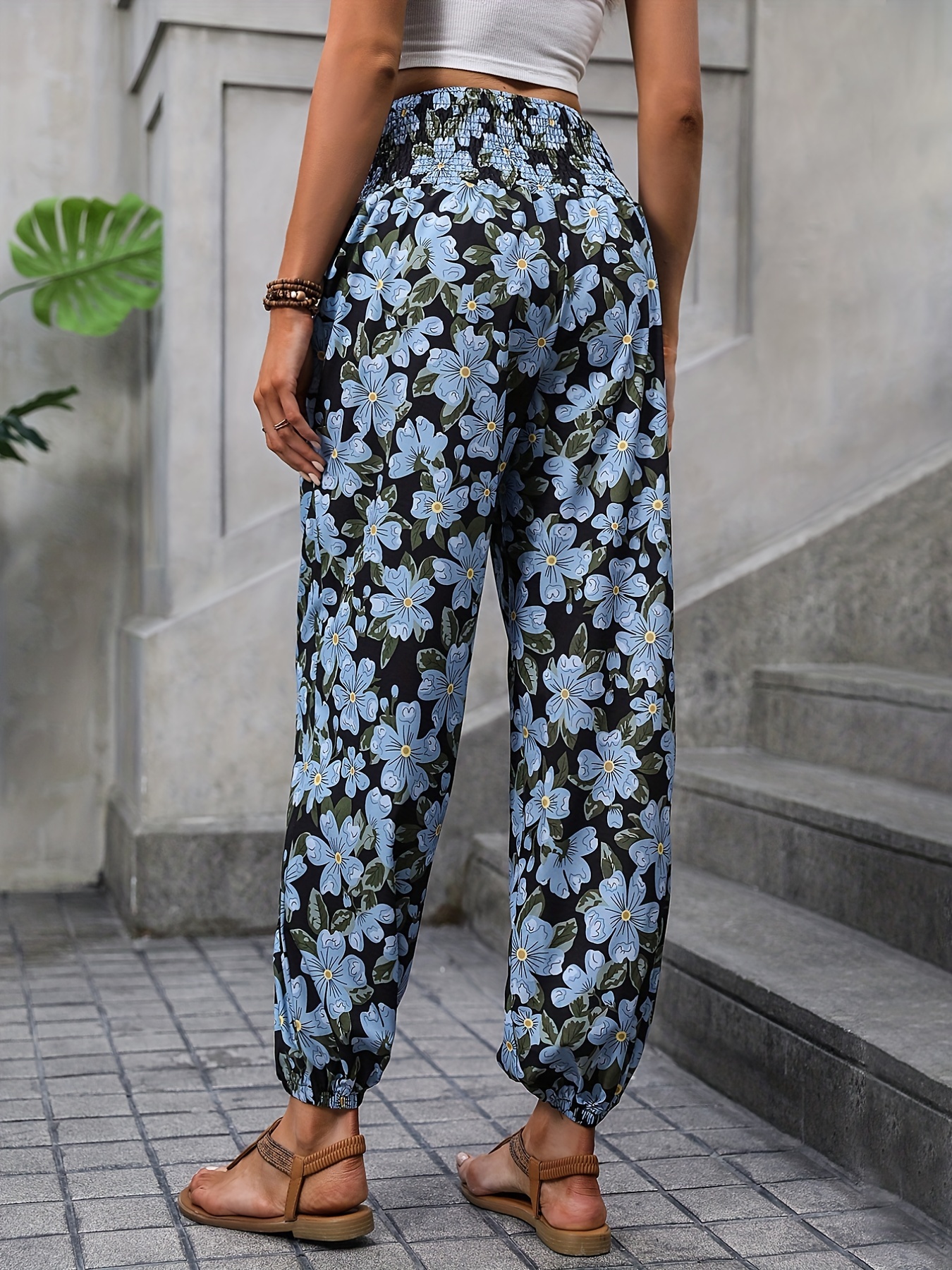 Pantalones Jogger Estampado Floral Pantalones Casuales - Temu