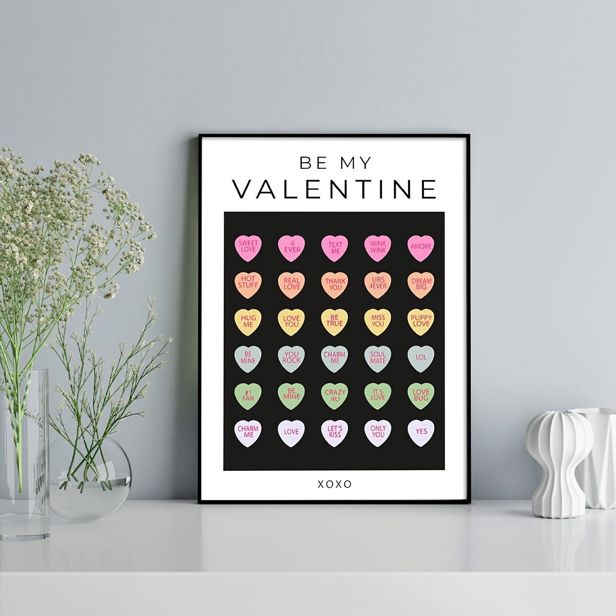 Canvas Poster Watercolor Hearts Valentine Art Poster Wall - Temu