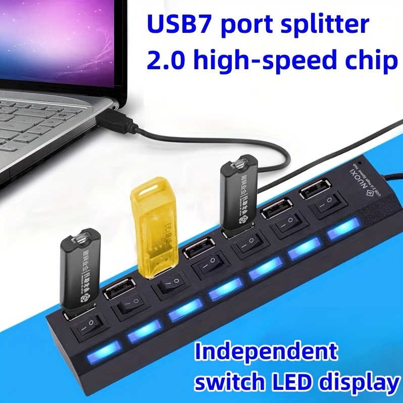 7 7 Port Ladron Usb Hub Multiport Usb 2.0 Splitter Multiplier Power Outlet  Pc Portable - Docking Stations & Usb Hubs - AliExpress