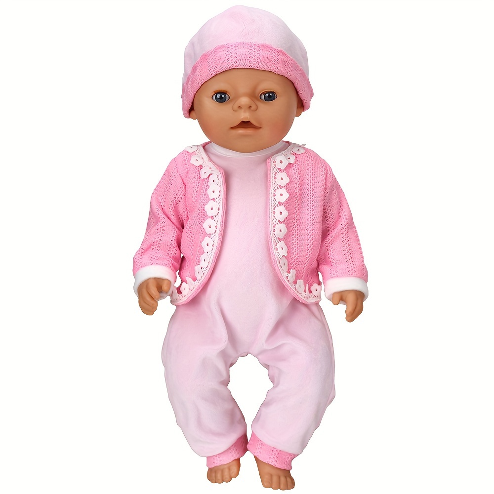 2pcs Sets One-piece Suit With Hats Pajamas Clothes Fits 16.93inch  New-Born-Baby-Doll, Bitty-15-inch-Baby-Doll, American-18-Inch Doll, Doll  Clothes Acc