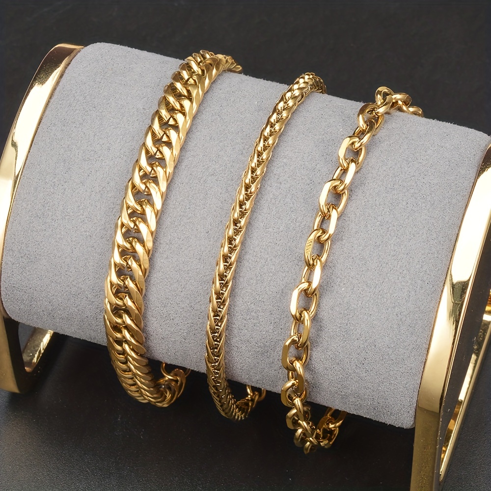 Pulseras de acero inoxidable de moda – Pulsera de cadena de color dorado y  plata de acero inoxidable para mujer, a prueba de óxido, regalo de joyería