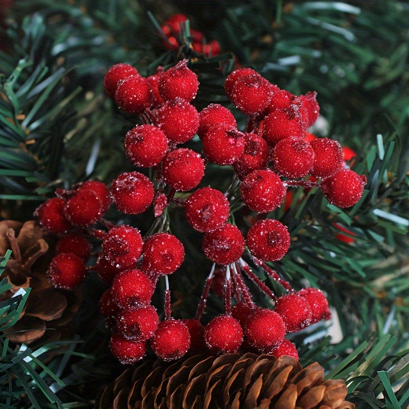 Artificial Holly Berries, Mini Christmas Fruit Berry Flower Decor