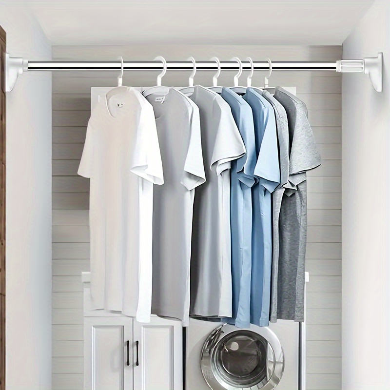 Barra de ropa extensible, barra de cortina de ducha ajustable para armario,  balcón, armario, baño, varilla telescópica de ropa - AliExpress