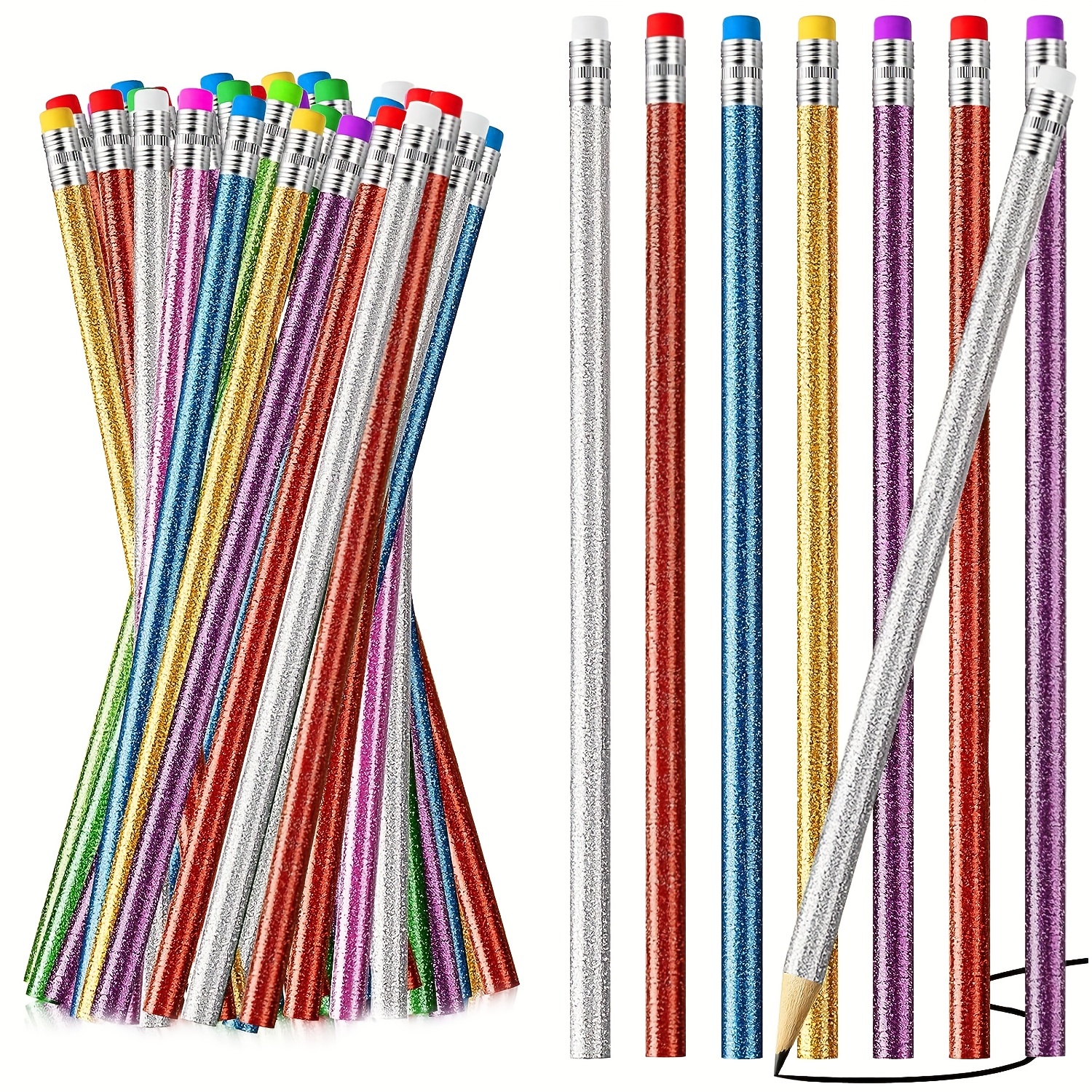 100Pcs Bendy Fun Pencils for Kids,Magic Bendable Flexible Colorful Stripe  Soft Rubber Pencils with Erasers for Classroom Gifts - AliExpress