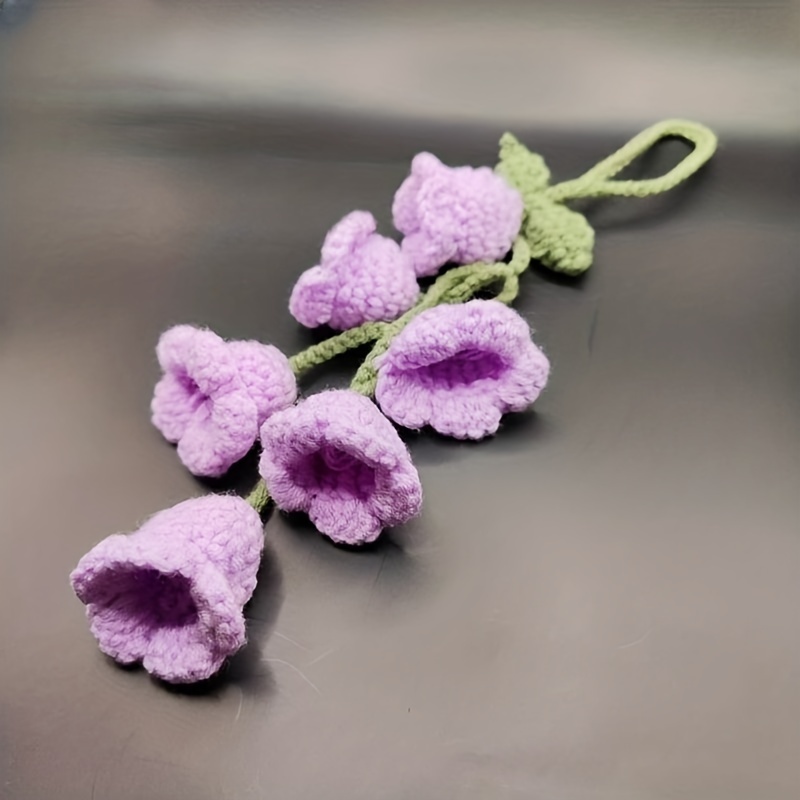 1Pc Hot Lily Of The Valley Float Hanging Rearview Mirror Pendant Hand-crocheted Car Supplies Wool Woven Hanging