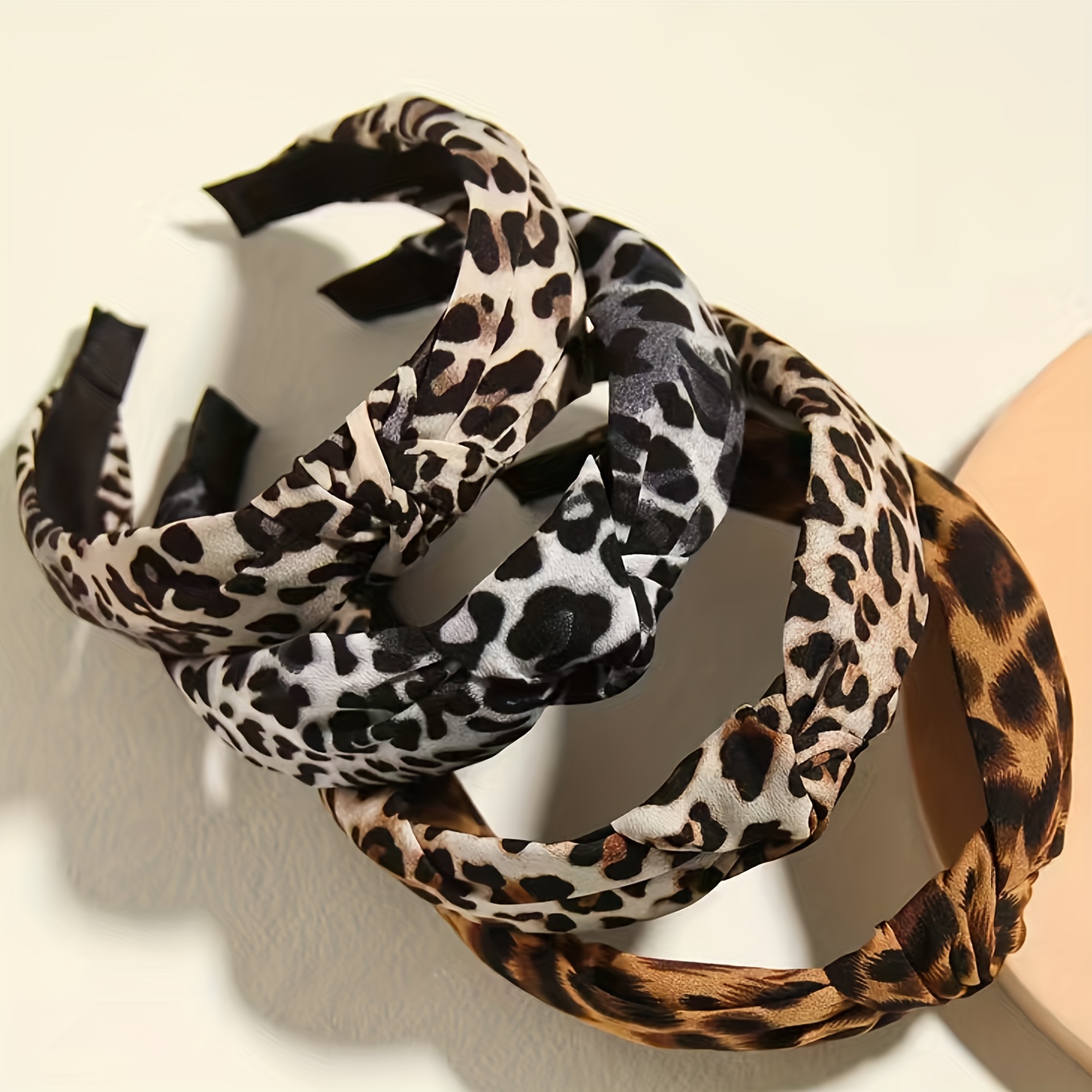 Set of 4 Leopard Print Headband Set New leopard print gold chained twistable wire headband set  main image 4