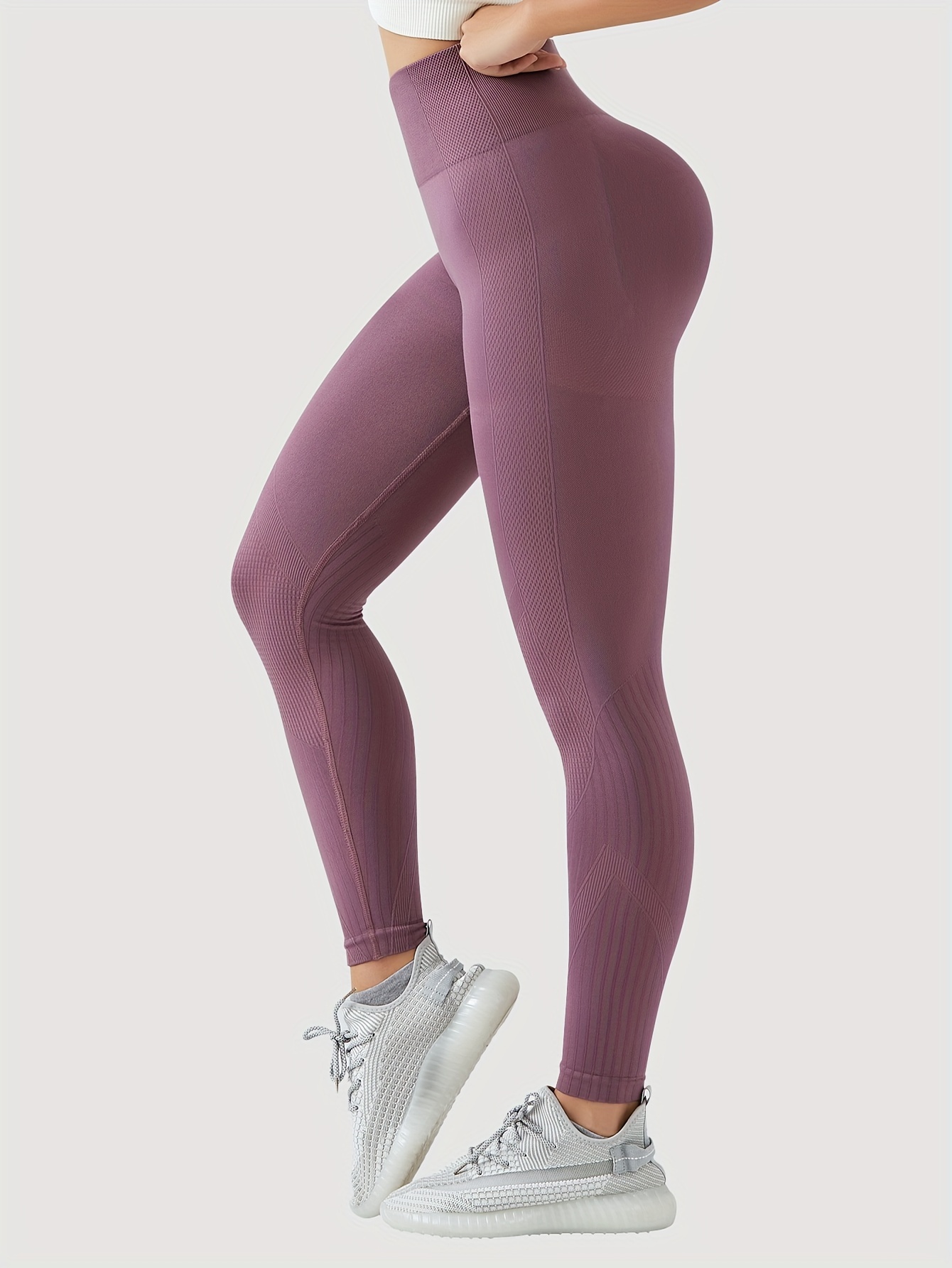 Mesh Insert Breathable Tight Yoga Pants Solid Color Summer - Temu