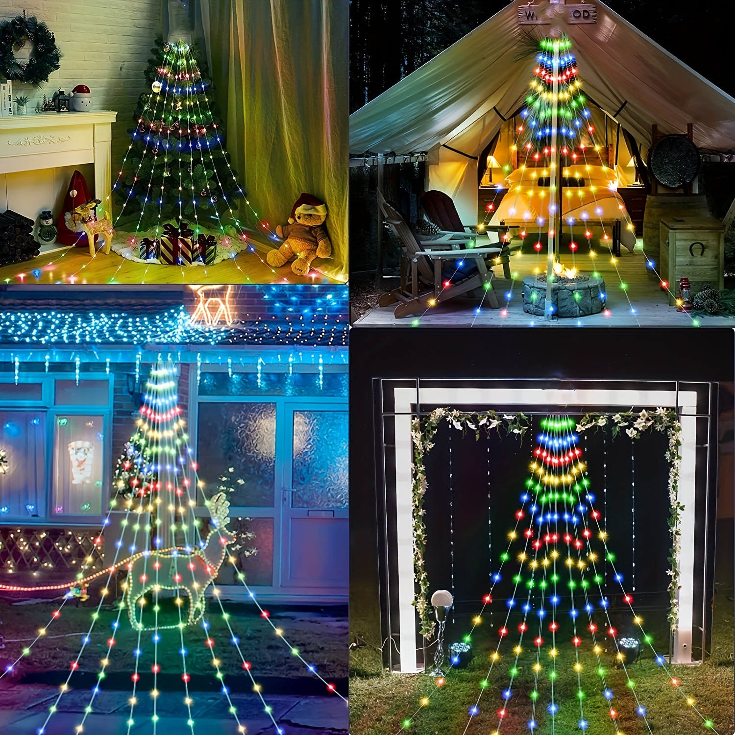 Luces LED de Navidad para exteriores, 19.6 pies, 54 gotas con 306 LED, 8  modos de temporización, impermeable, conectable, decoración de hadas para