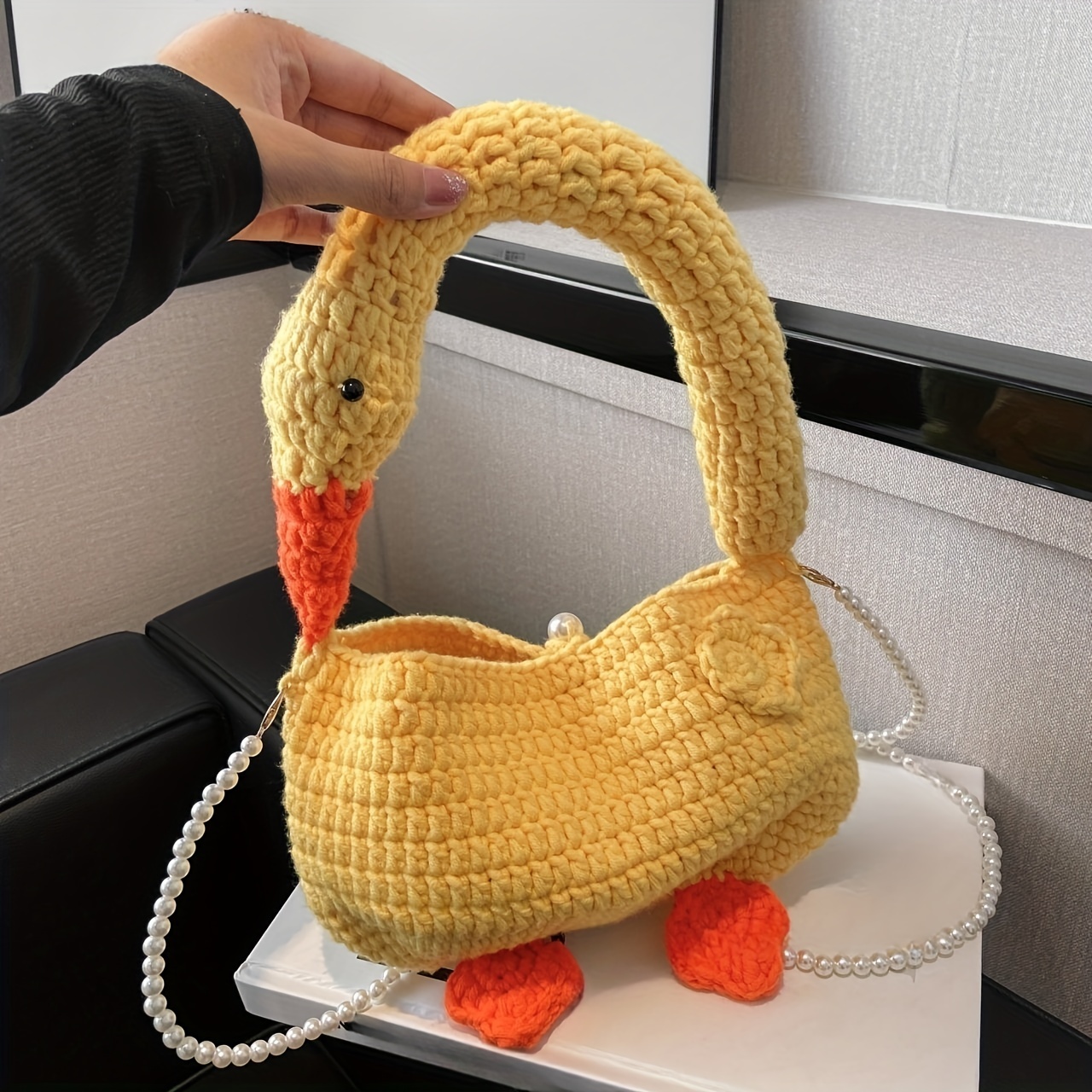 Kawaii Cute Goose Knitted Bag, Cartoon Novelty Crossbody Bag, Lovely Handbag  & Shoulder Tote Hobo Purse For Girls - Temu