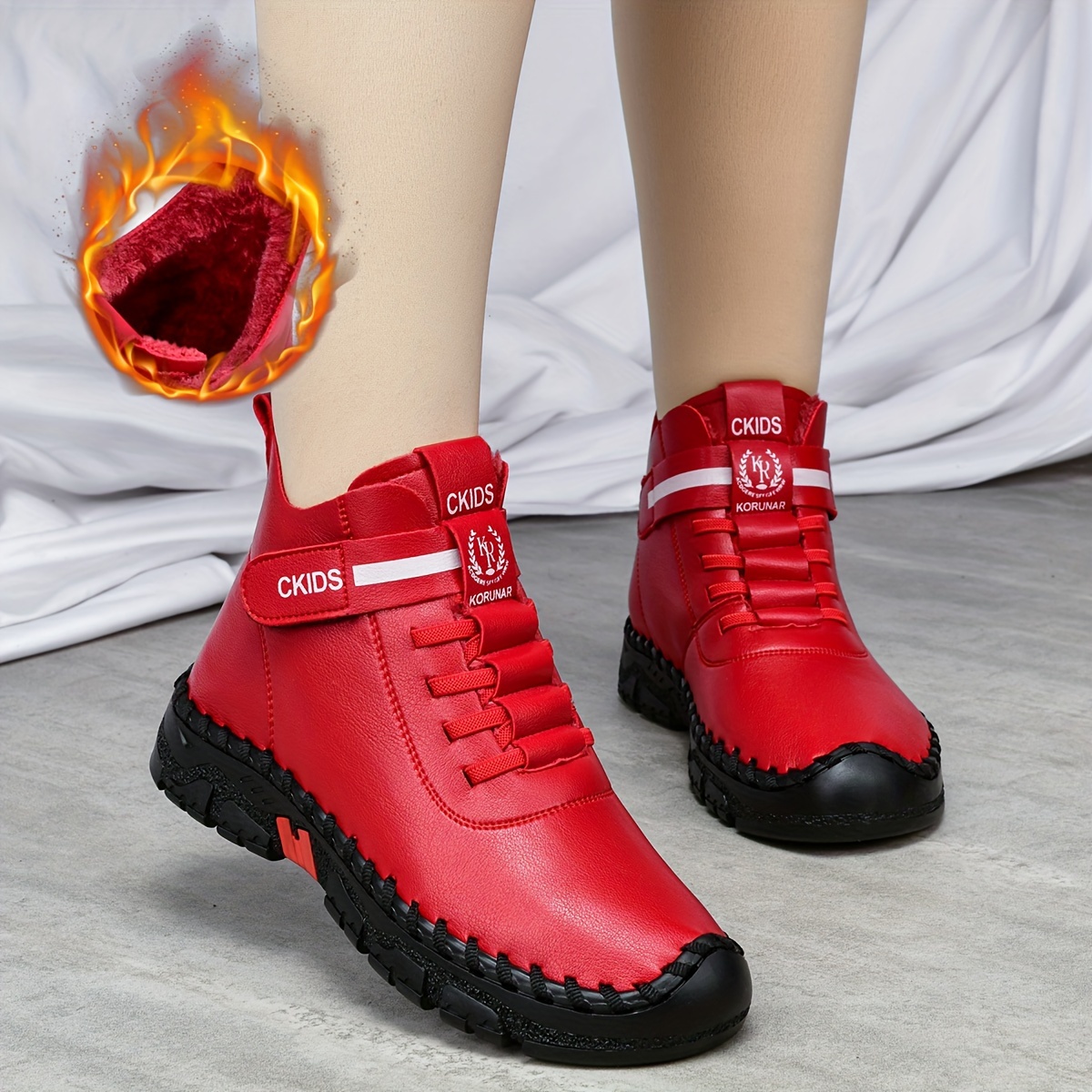 Women's Winter Warm High-Top Ankle Boots with Lined Collar