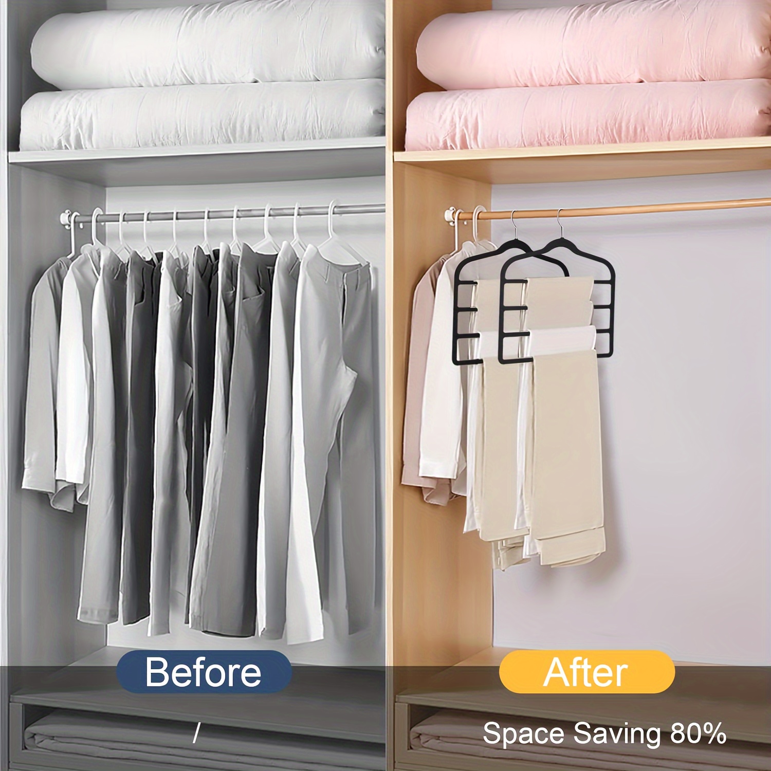 Velvet Pant Clothes Hanger Space Saving Non-slip Shorts Hanger, Jeans Slack Trousers  Hangers Multiple Velvet Hanger Closet Organizer Storage - Temu