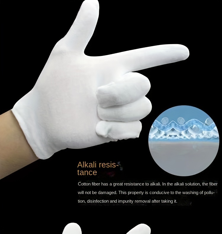 12 pares de guantes de algodón blanco para eccema y manos secas – Guantes  de trabajo transpirables – Guantes de inspección de joyas suaves de spa