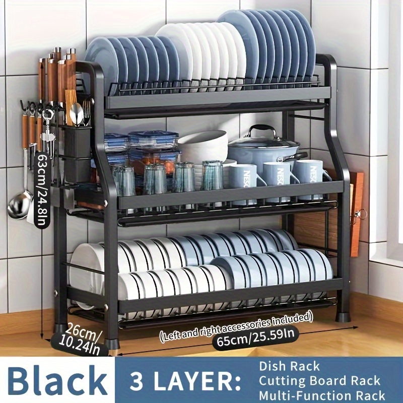 3 Tiers Dish Drying Rack Drainer Plate Holder Storage Shelf