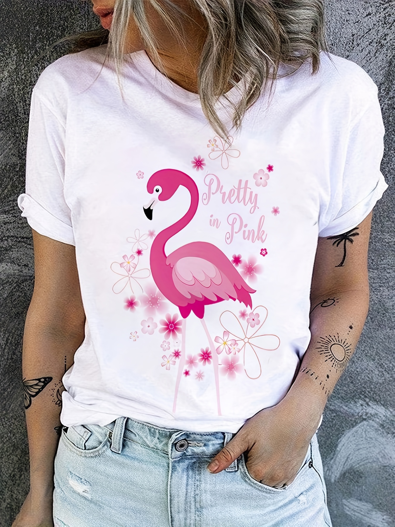  Flamingo - Camisa de manga larga para mujer, Pink