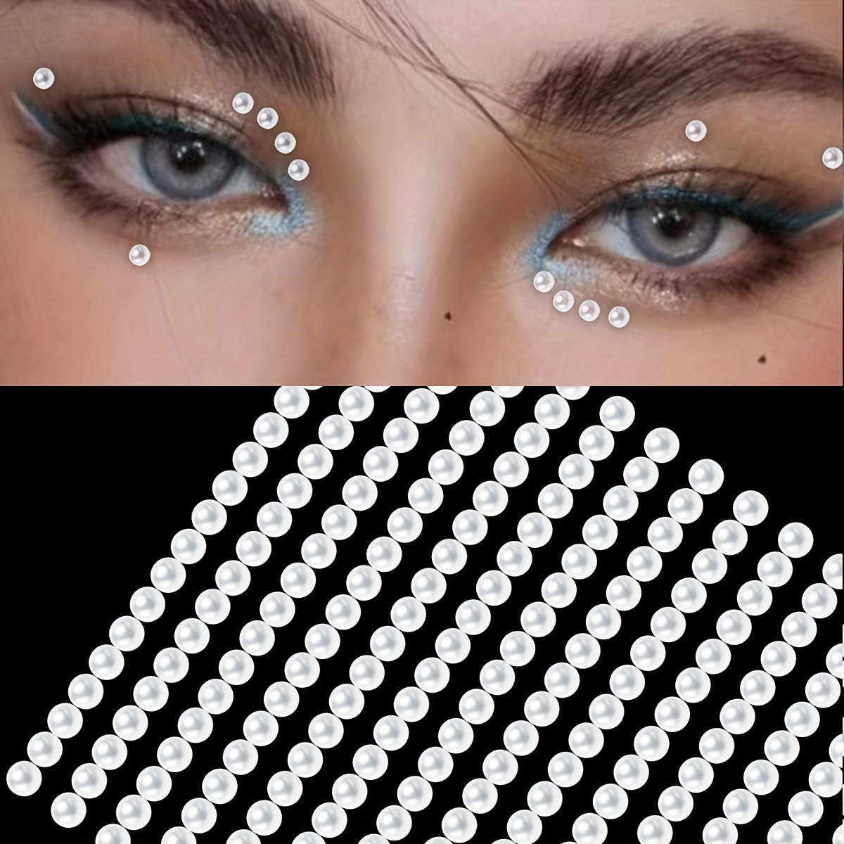 2 pcs Y2K Style Rhinestone Eye and Face Drill Stickers for Music Festivals,  Proms, and Mardi Gras Makeup