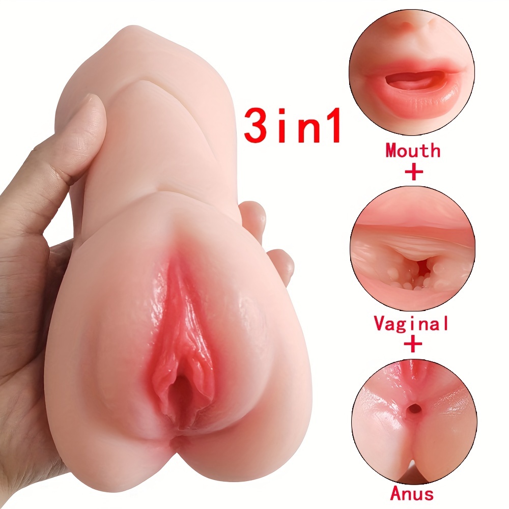 1pc 3 In 1 Male Masturbator, Pocket Pussy Masturbators With Realistic  Textured Tight Vaginal For Penis Stimulation Adult Pleasure Sex Toy For Men