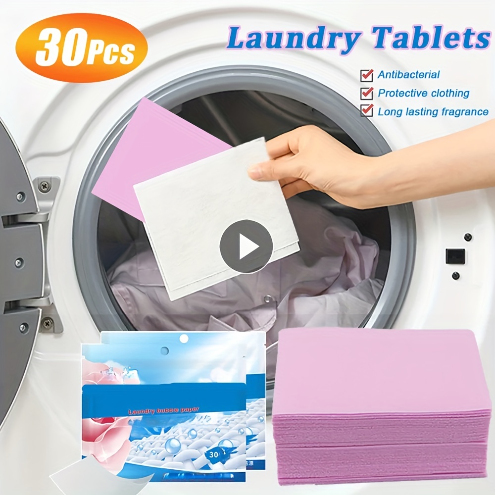 30/60/120pcs Laundry Tablets Strong Laundry Sheet Decontamination Laundry Detergent Sheet Underwear Clothes Cleaning Detergent Laundry Bubble Paper