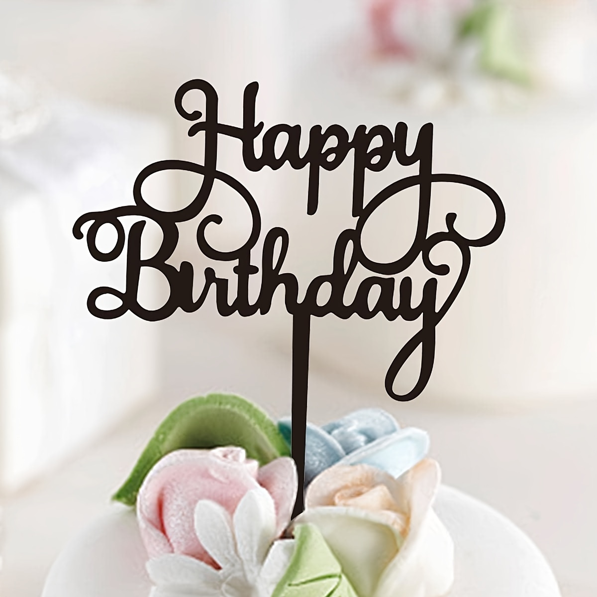 DIY Happy birthday Cake Topper Black Acrylic