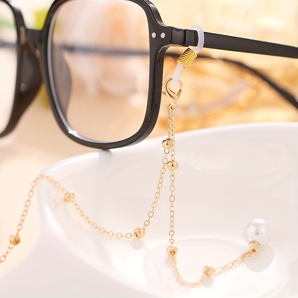 Vintage Glasses Chain Faux Pearl Anti Slip Sunglasses - Temu