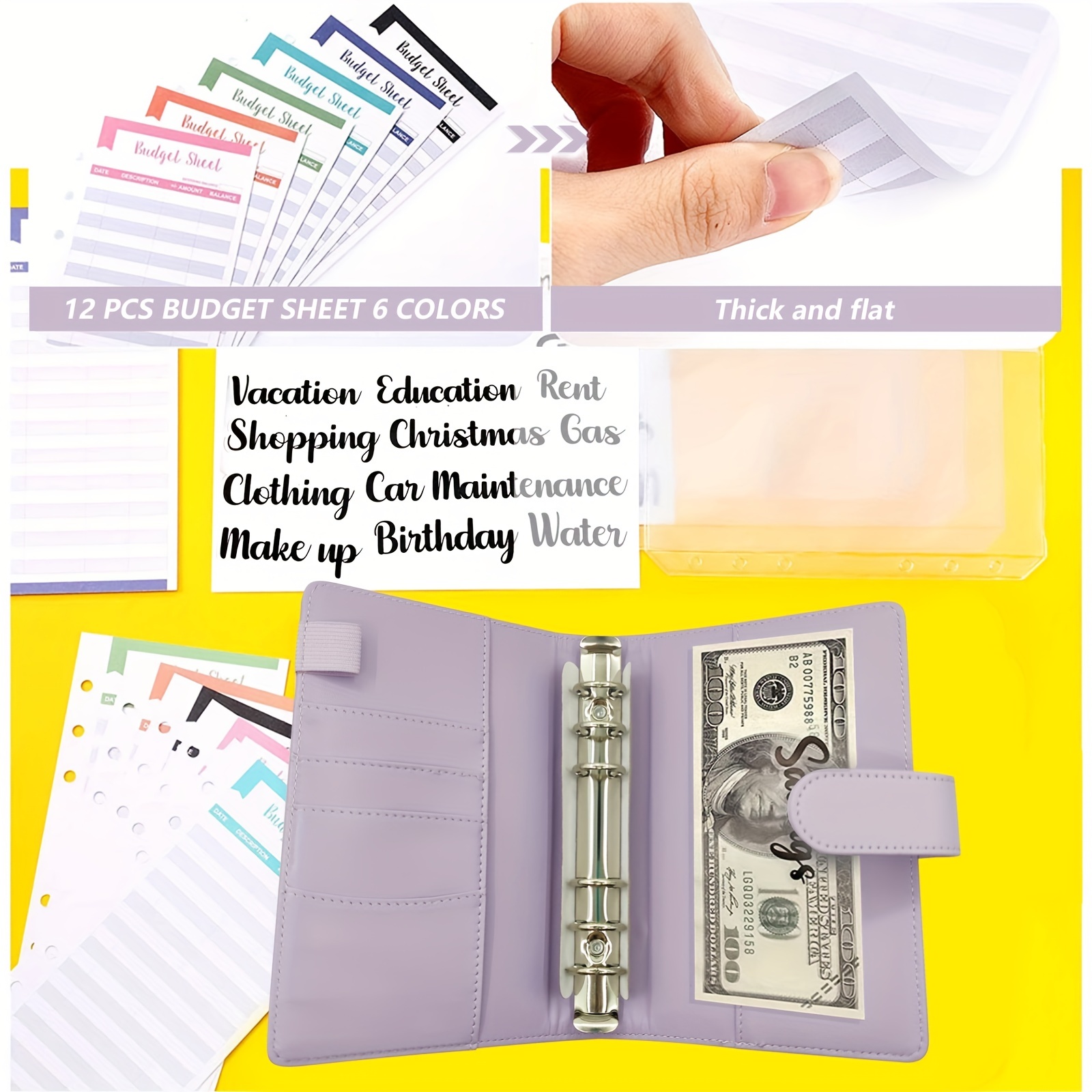 Soft Leather Binder Budget Planner Cash Envelope Binder With Budget  Envelopes A6 Binder Pockets Cash Envelope Wallet Budgeting