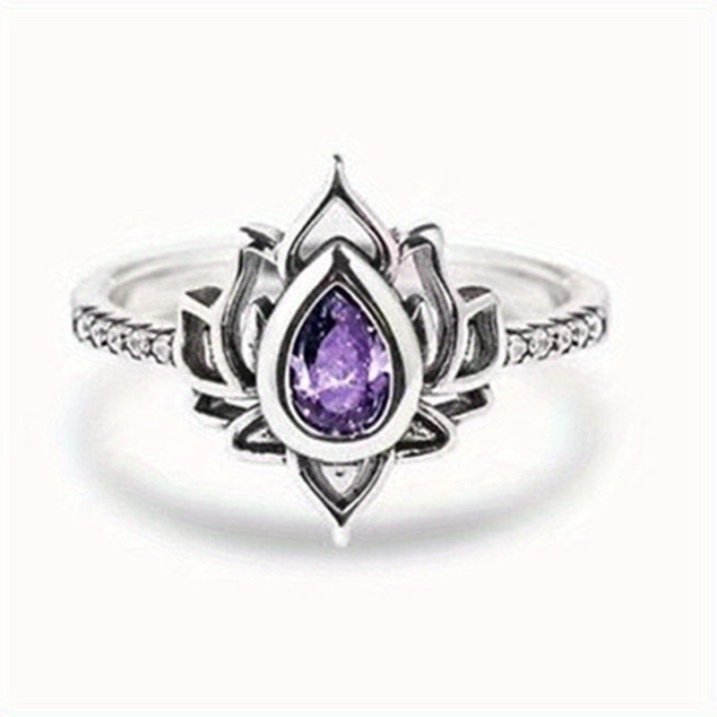 Boho Style Silver Plated Lotus Shape Promise Ring