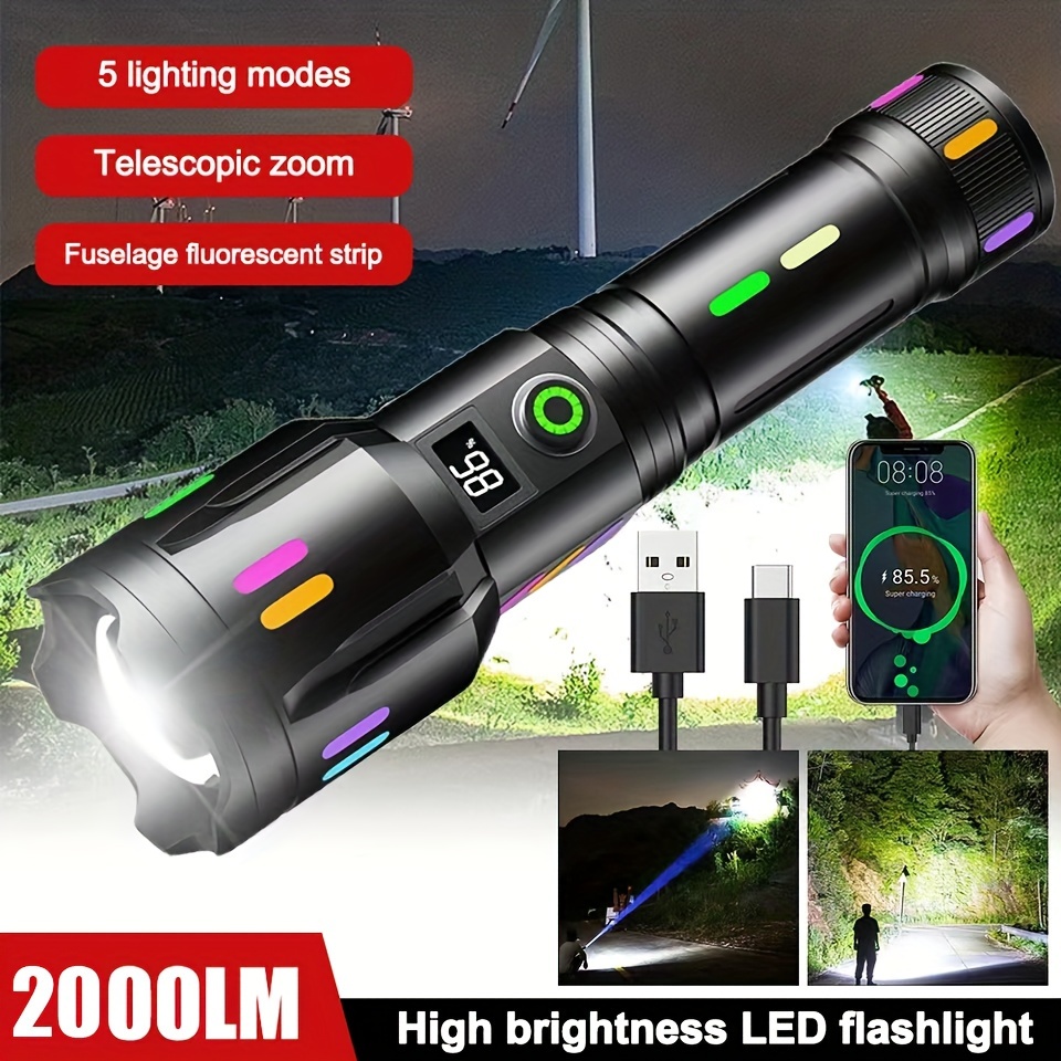 SEEYOO - Lampe torche laser blanche à haute luminosité Zoomable Side COB  Crochet de voyant d'avertissement