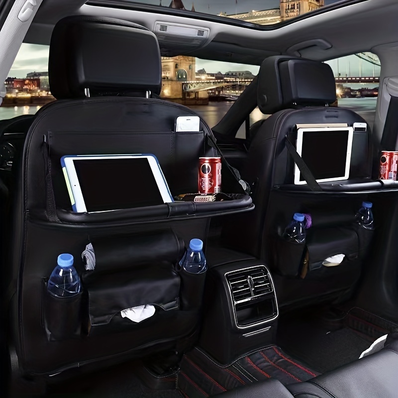 Organisateur de dossier de siège de voiture, sac de rangement de protecteur  de siège arrière automatique avec support de tablette de table à manger de