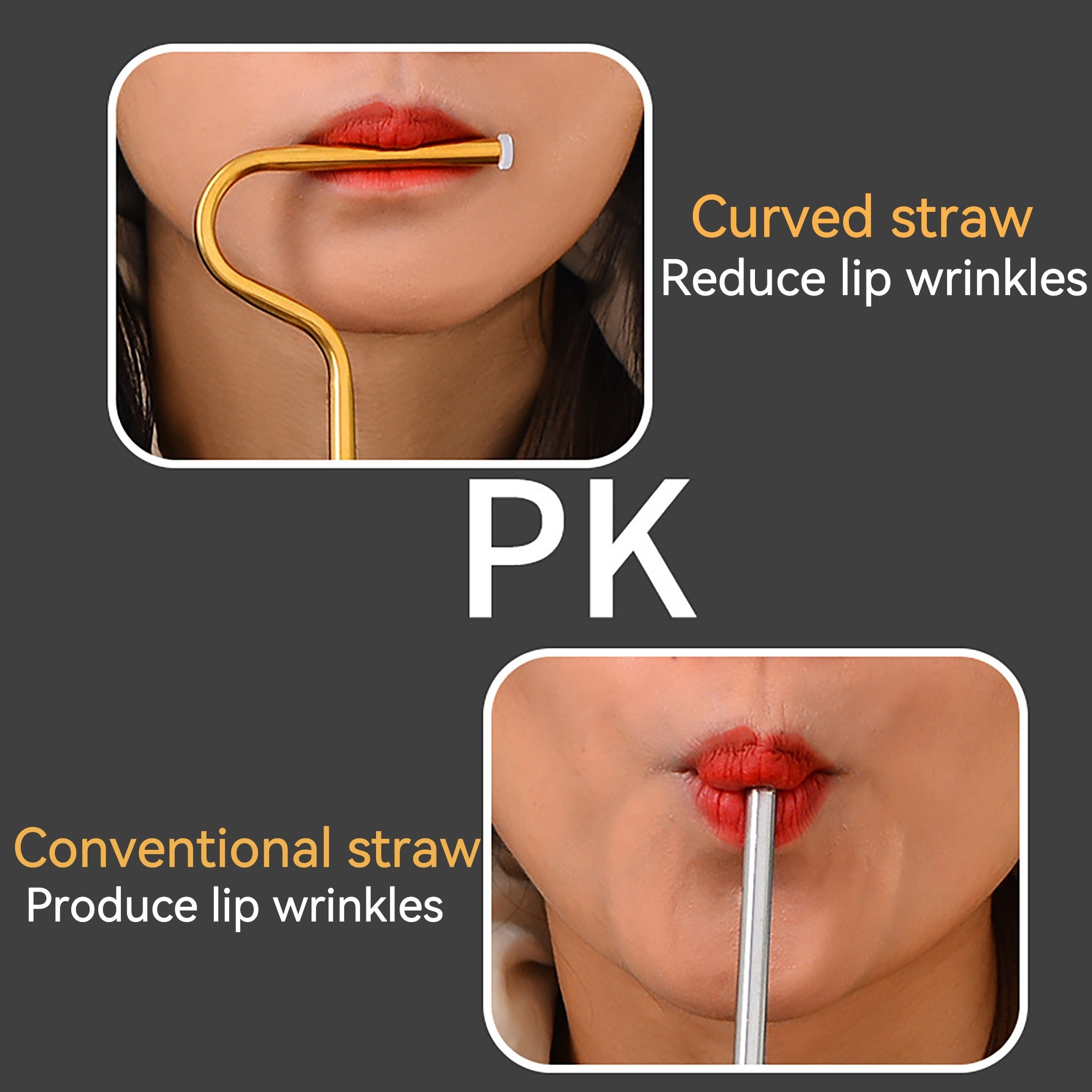 Anti Wrinkle Straw,Reusable No Wrinkle Straws Anti, Prevent Lip Wrinkles and Vertical Lip Lines from Long-Term Use of Straws Lip Wrinkle Stainless