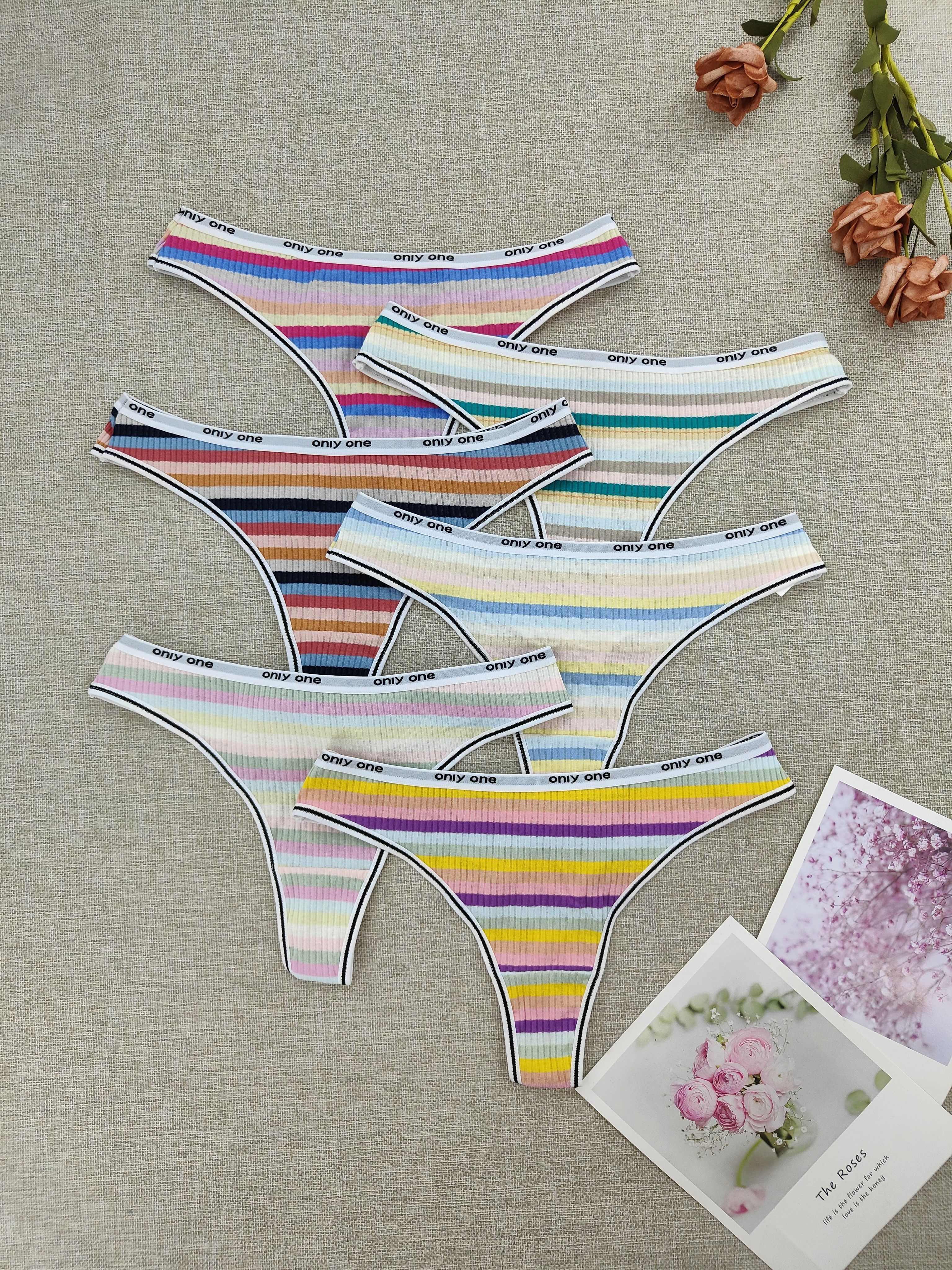 Women's Rainbow Striped Victoria's Secret Tie-Dyed Panties, XL