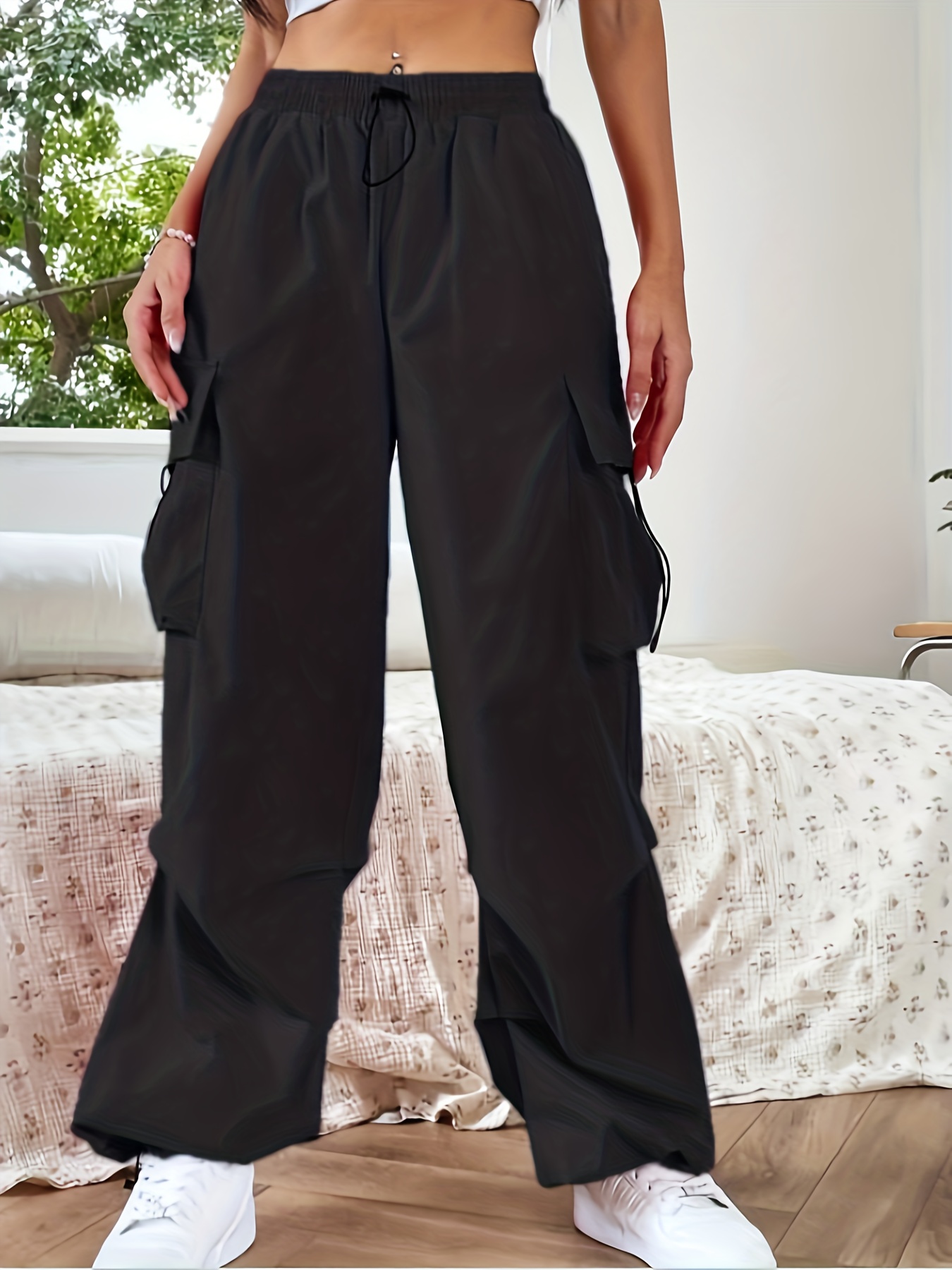 High Rise Cargo Pants with Flap Pockets