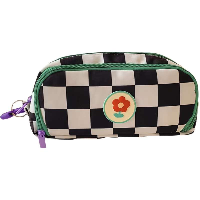 Original Checkerboard Plaid Pencil Bag Niche Storage Bag Middle