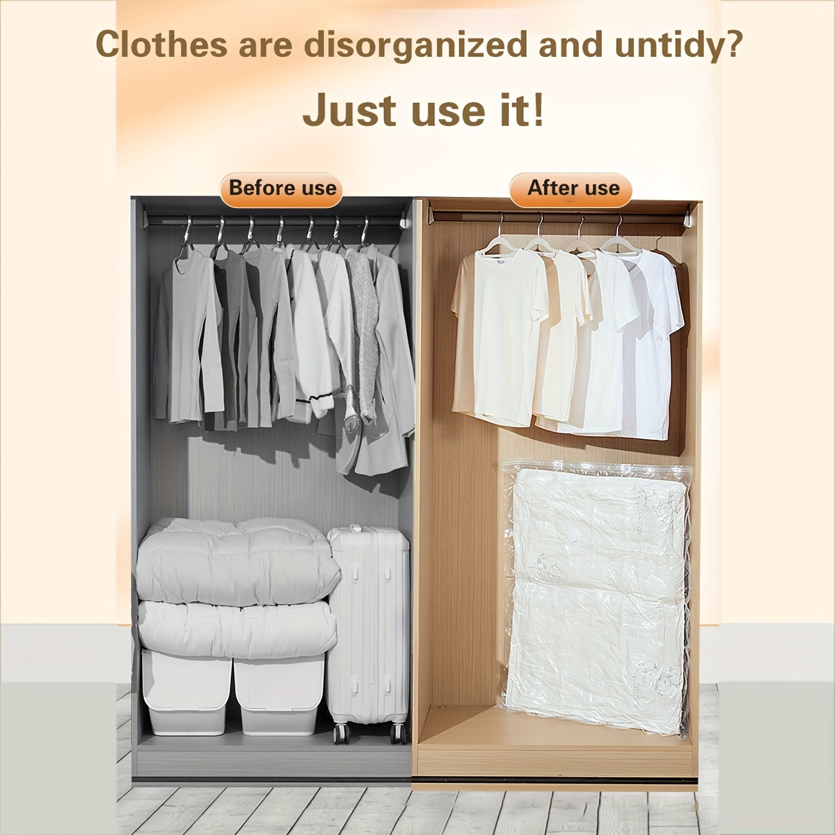 Wardrobe Closet Organizer, Compression Bags Blankets