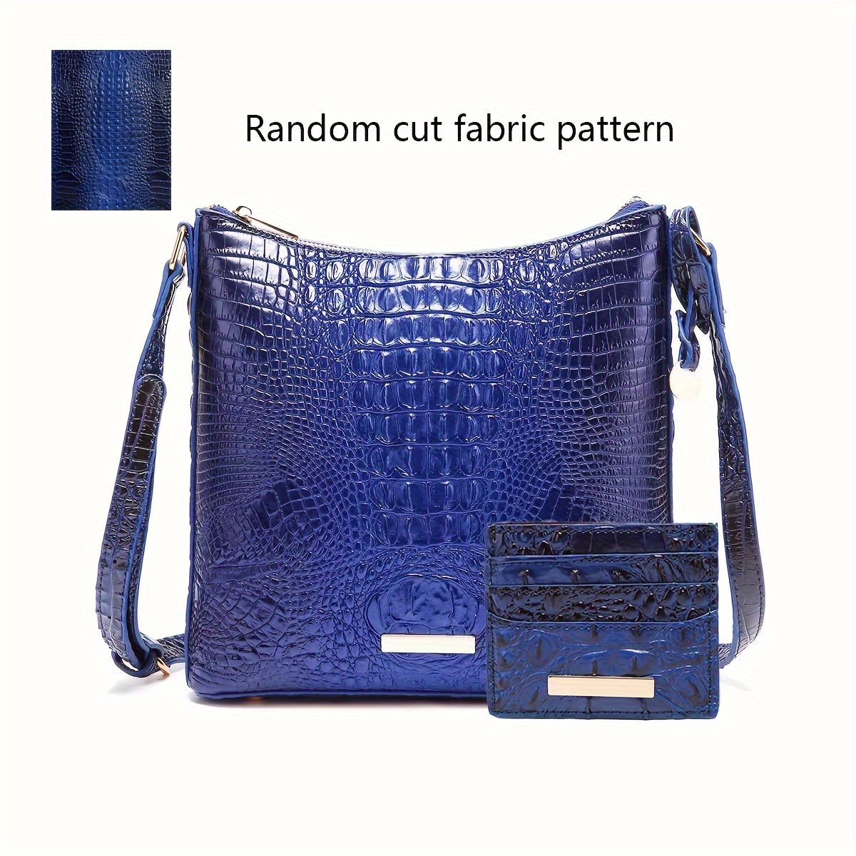 Vintage Crocodile Pattern Glossy Crossbody Bag Leather - Temu