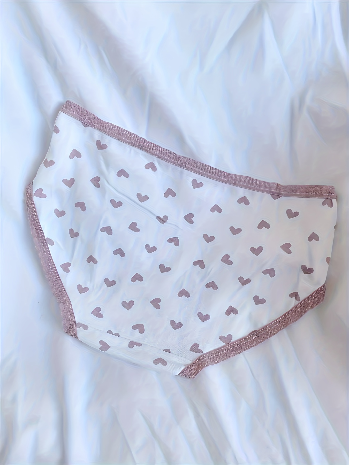 Heart Plaid Print Briefs Comfy Cute Bow Intimates Panties - Temu