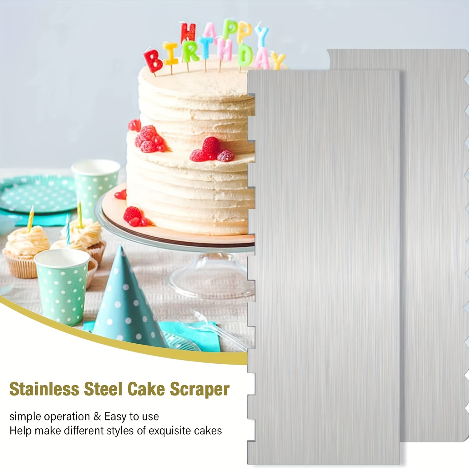 Stainless Steel Cake Scraper Cake Decorating Tools Edge Side - Temu