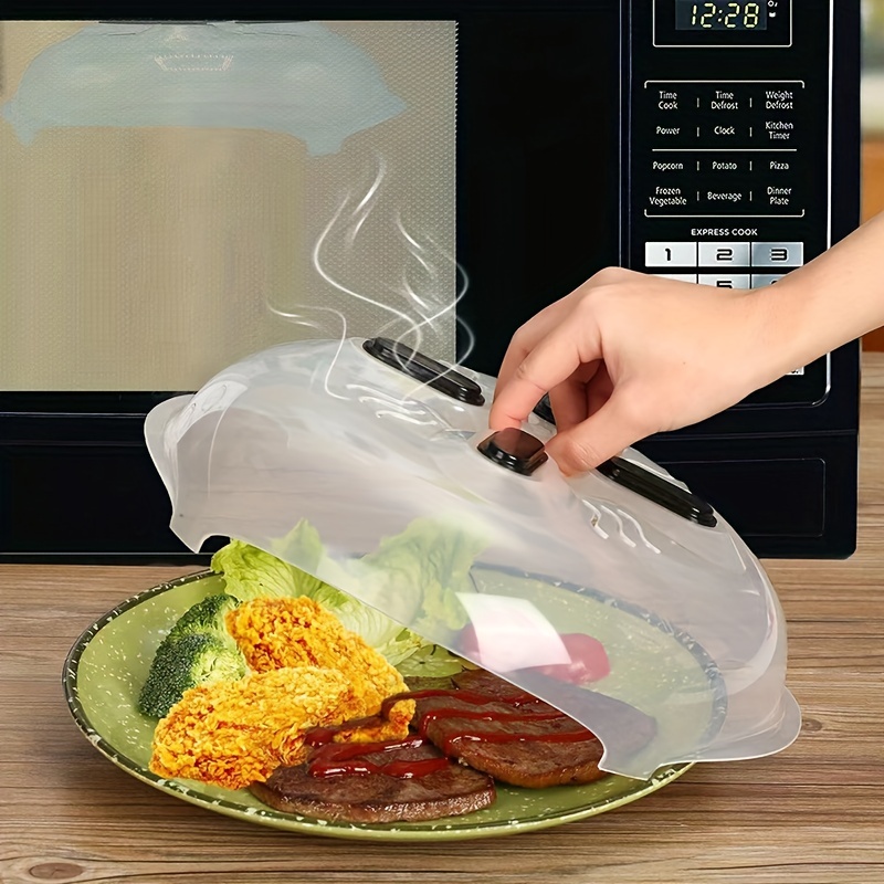Microwave Splatter Cover, 11.02'' Microwave Splatter Cover with Tray,  Microwave Food Cover, Food Grade Stackable Microwave Cover, Microwave Plate