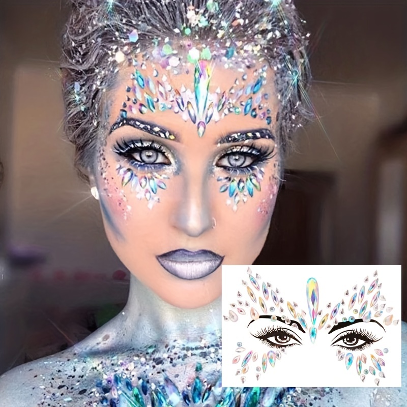 3D Diamond Face Jewels Glitter Tattoo Eyebrow Stickers Makeup