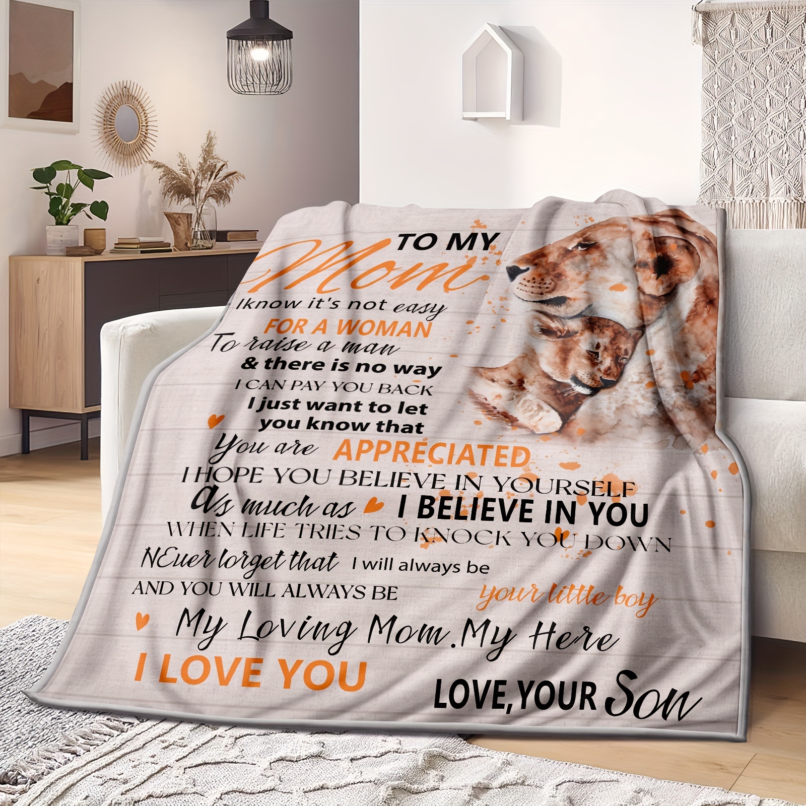 Gifts for Mom from Son, Romantic Mom Birthday Gifts from Son to My Mom  Flannel Blanket for Mom from Son Mother Day Birthday Presents for Mom Soft  Throw Blanket 60*50 