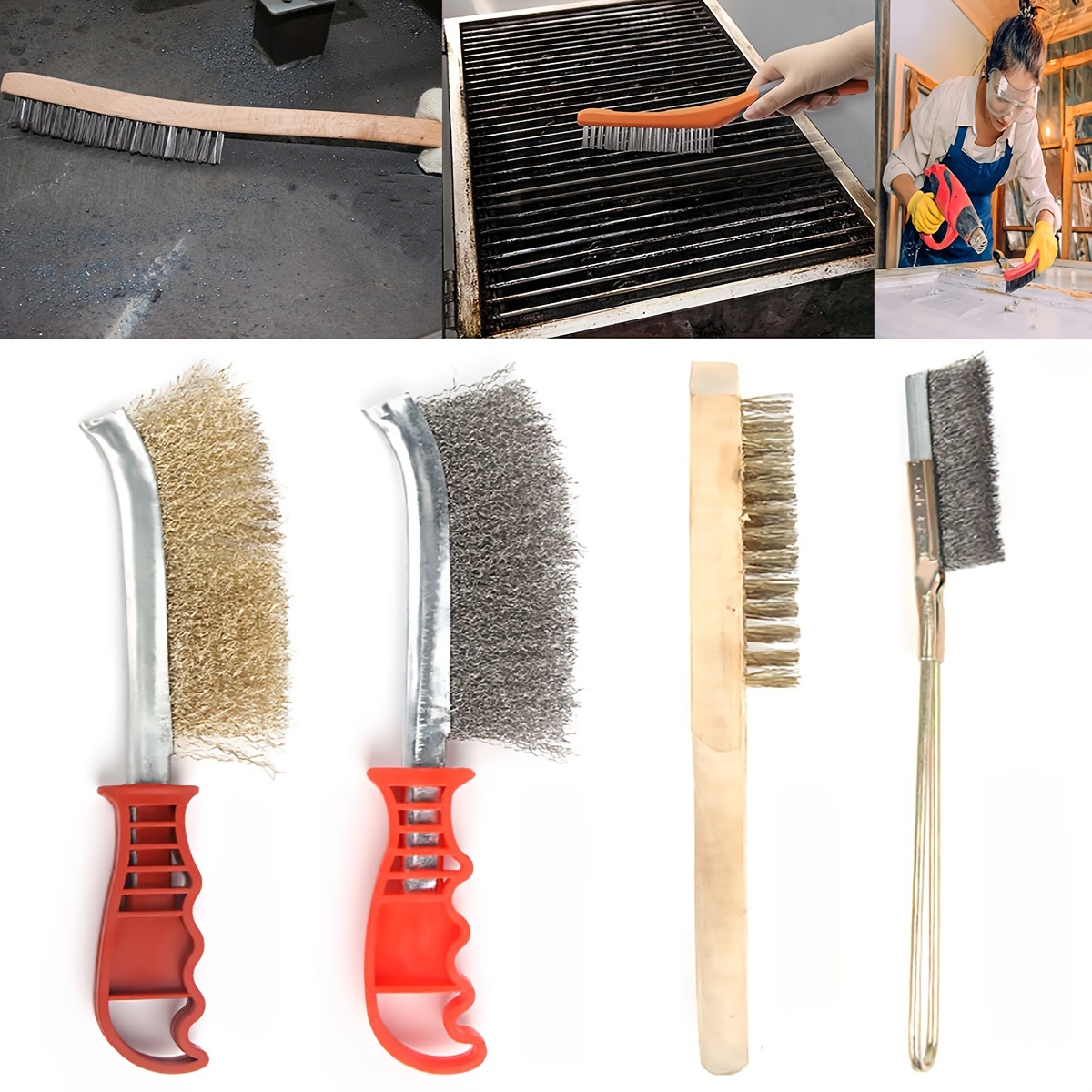 Stainless Steel Brass Wire Brush Set Cleaning Welding Slag - Temu