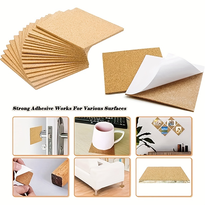 10-50pcs Cork Squares Round Tiles Cork Backing Sheets For Coasters  Self-Adhesive