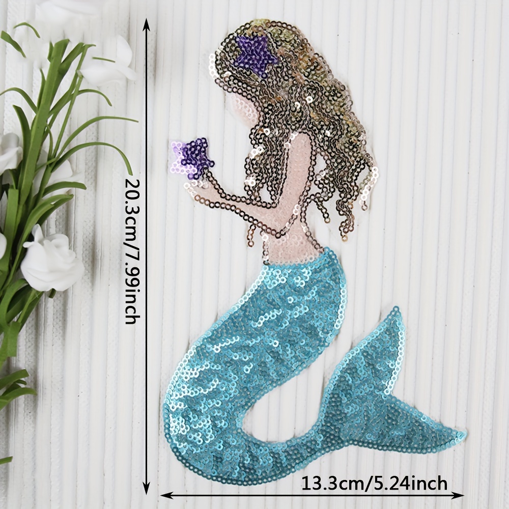 1/3pcs Sequined Large Mermaid Cloth Sticker, Shell Little Mermaid Cloth  Sticker, Hot Melt Glue Ironing Clothes And Accessories DIY Transformation