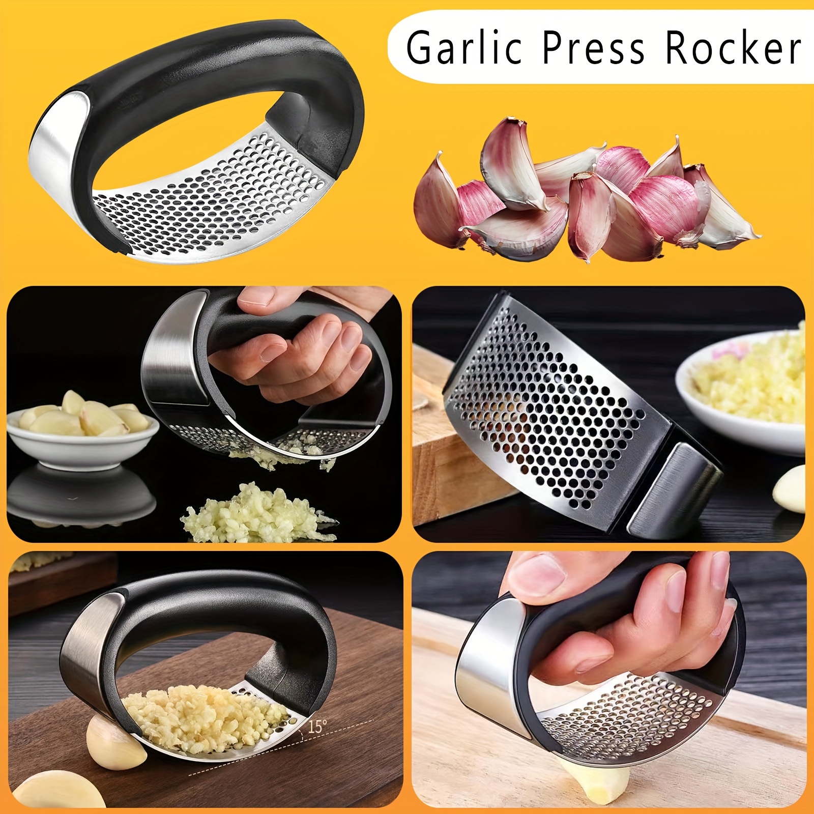 AOKDEER Garlic Roaster, Pre-Seasoned Cast Iron Garlic Roaster Oven Baker  and Garlic Presses Set for Kitchen, Pumpkin Soup Pot Casserole, BBQ Grill